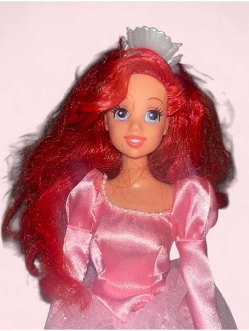 Disney the Little Mermaid Ariel Doll on Land In Pink Sparkle Dress